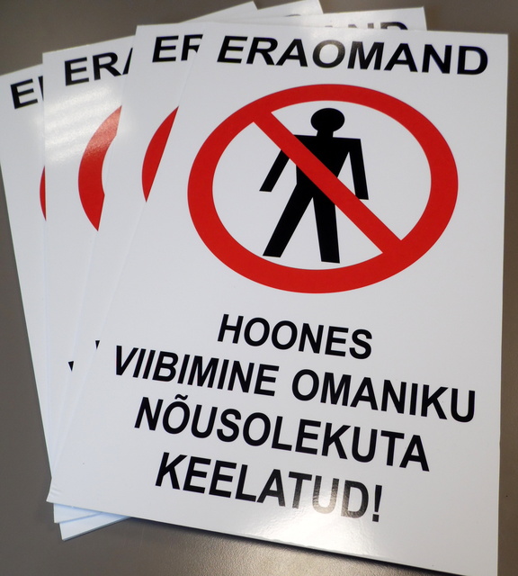 Varoituskyltti Eraomand Varoituskyltti Eraomand