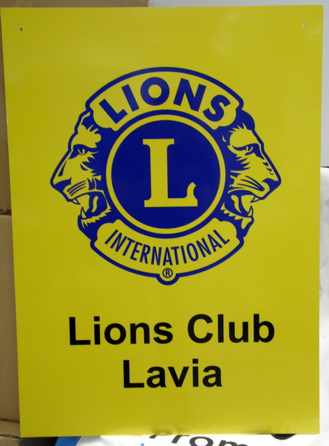 PVC kyltti tarralla Lions Club Lavia PVC kyltti tarralla Lions Club Lavia