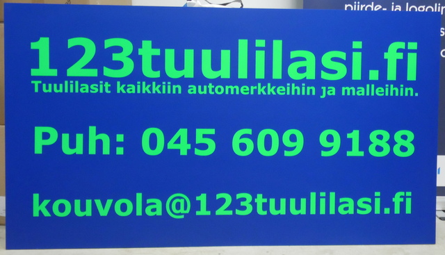 Sininen PVC kyltti 123 Tuulilasi Sininen PVC kyltti 123 Tuulilasi