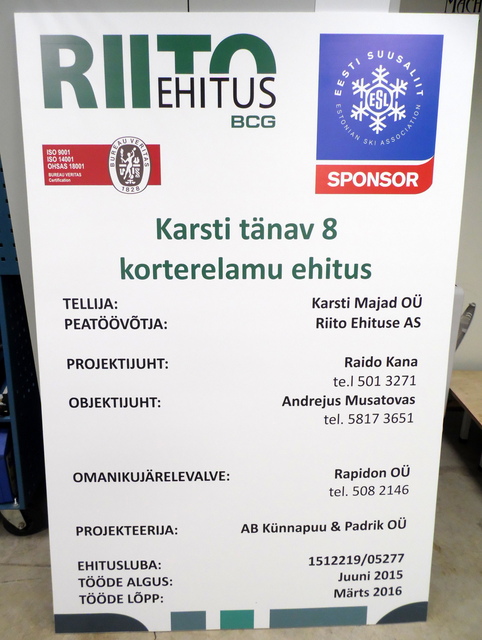 Rakennuskyltti Bip levystä Riito Ehitus Rakennuskyltti Bip levystä Riito Ehitus