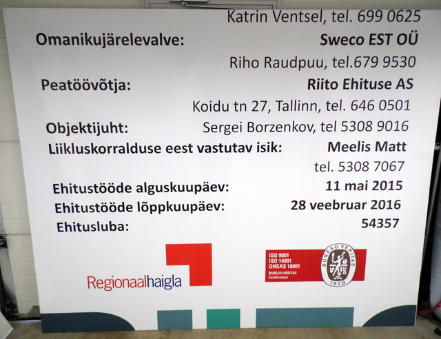 Rakennuskyltti Bip levystä Riito Ehitus Rakennuskyltti Bip levystä Riito Ehitus