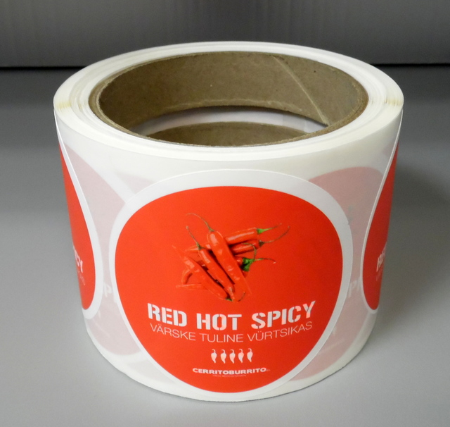 Etikettitarrat rullassa Red Hot Spicy